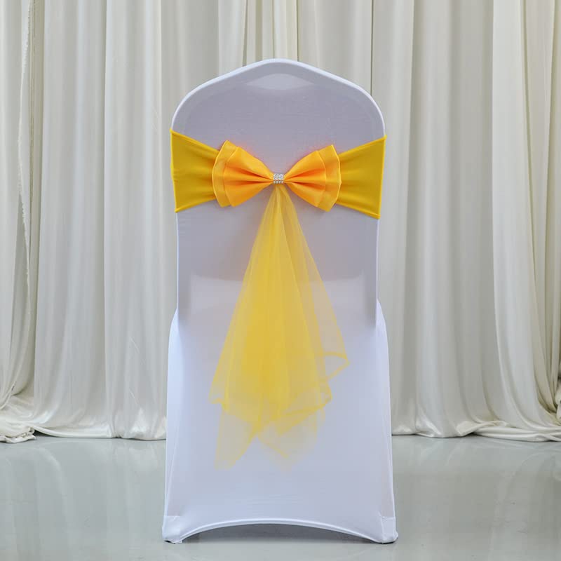 Bianco/Rosso Elasticizzato Spandex Sedia Fiocco Nodo Fasce Con Farfalla Nastro In Organza Per Decorazioni Di Nozze Telai Della Sedia Fiocco-A12,100pcs
