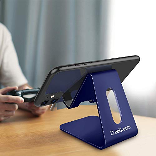 Image of CreaDream Cell Phone Stand, Cradle, Holder,Aluminum Desktop Stand Compatible with Switch, All Smart Phone, iPhone 11 Pro Xs Max Xr X Se 8 7 6 6s Plus SE 5 5s-Navy Blue