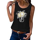 NHNKB Damen Hemd Rot Frauen ärmelloses Sommeroberteil Tanktop niedlicher Blumenstrauß grafisches lässiges Urlaubshemdoberteil Football Schulterschutz