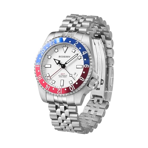 Image of BODERRY Men's Watch Titanium Automatic 200M Waterproof Diver Watch with GMT Automatic Movement and Titanium Bracelet-Admiral