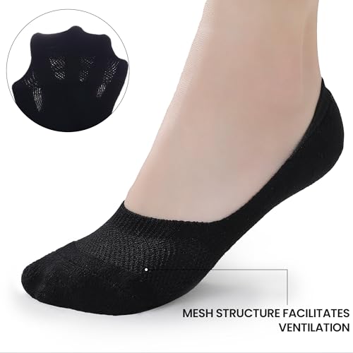 Image of No Show Socks Womens - 6 Pairs Cotton Ankle Socks for Women, Cushioned Low Cut Casual Sock Invisible Flat Boat Liner