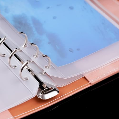 Image of 12pcs A6 Size Binder Pockets A6 Binder Zipper Folders 6 Holes Zipper Binder Pocket for 6-Ring Notebook Loose Leaf Bags, Waterproof PVC Pouch Document Filing Bags for Cash, Cards