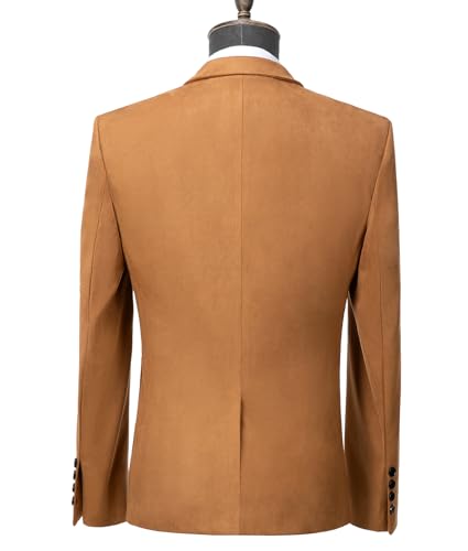 Men's Blazer Suede Single Breasted Coat Classic Fit Suit Jacket3