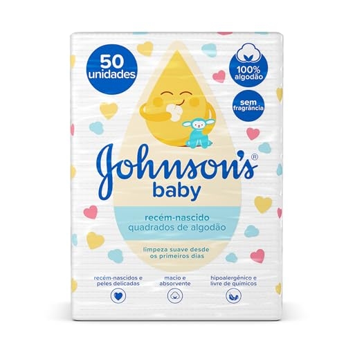 Quadrados de Algodão Recém-Nascido JOHNSON’S® baby 50 unidades