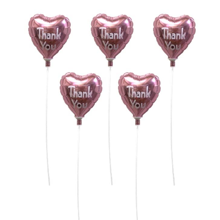 Amazon | ミニバルーン スティック付き ハート5本セット 「Thank You