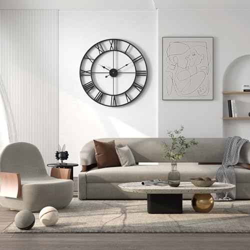 Reloj de pared analógico metal 24 pulgadas silencioso miniatura 5