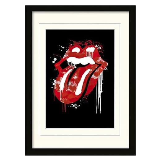 1art1 Rolling Stones Póster Graffiti Lips Cuadro Enmarcado con Fine Passepartout | Cuadros De Pared | En Un Marco De Imagen 40x30 cm