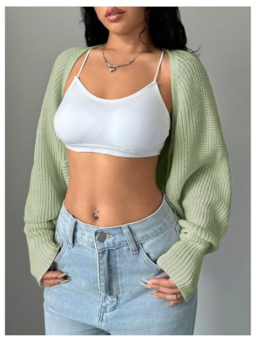 Image of Milumia Women's Crochet Bolero Shrug Top Y2k Long Sleeve Drop Shoulder Crop Cardigan