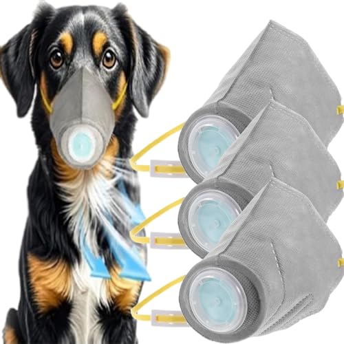 Dog Respirator Mask, with Filters, for Volcanic Ash, Reusable Breathable Dog Air Filter Mask, for Pup and Large Dogs (3pcs-M)