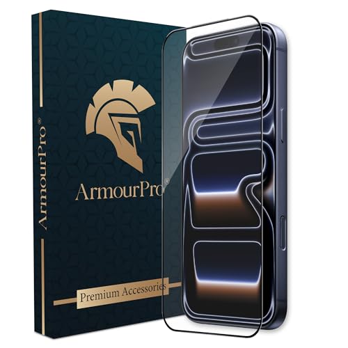 Image of ArmourPro Tempered Glass for iPhone 17 Pro Max - 9H Screen Protector with Black Border, Anti Scratch, Edge-to-Edge Coverage, HD Clarity, Smooth Touch, Case Friendly | Black