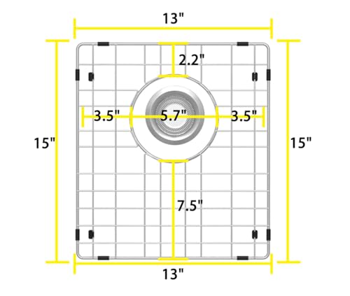 SANNO Sink Protector for Kitchen Sink, Grid Sink Protector Kitchen Sink Rack for Bottom of Sink,Rear Drain for Single Bowl13 L X 15" W, Stainless Steel,2pcs by SANNO - Used condition - Image 2
