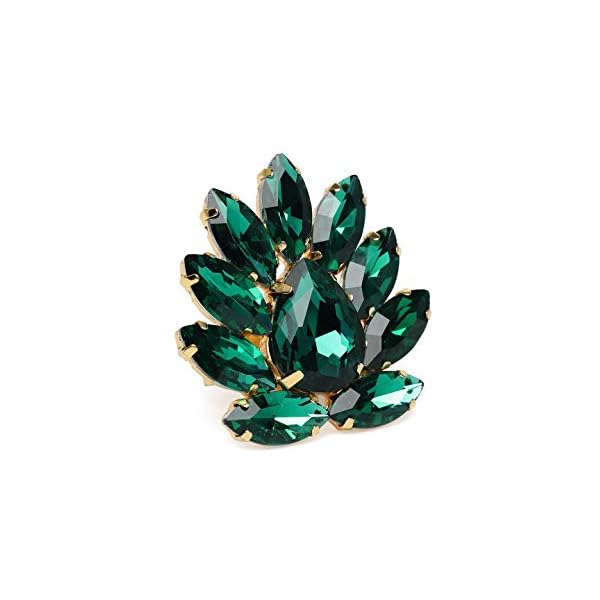 ZAVERI PEARLS Green Crystal Shine Stones Party Bling Contemporary Adjustable Finger Ring For Women-ZPFK10013
