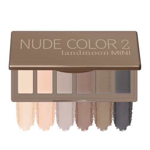 LANDMOON Neutral Nude Matte Mini Eyeshadow Palette, 6 Colors Smoky Taupe & Brown Travel Size Eye...