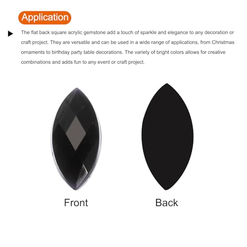 Image of MECCANIXITY 100PCS Acrylic Horse Eye Gems 4x8mm Flat Back Artificial Rhinestones for DIY Crafts Bead Wedding Party Face Painting Jewelry Making Black