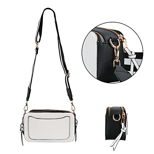 Ophlid Bee Purse Camera Crossbody Bags For Women Trendy Small Snapshot Bag Wide Strap Leather Shoulder Clutch Handbags White #TOP2