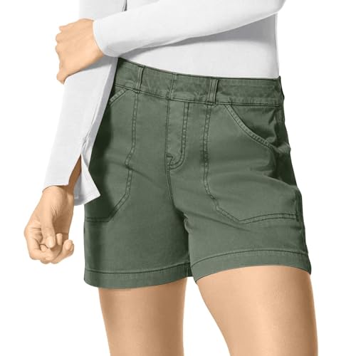 Generic Women Stretch Twill Shorts Summer Casual Bermuda Shorts Pull On Chino Shorts Elastic Waist Stretchy Denim Shorts - Image 7