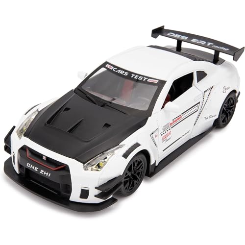 Image of 1:24 Scale GTR Supra Toy Car Diecast Metal Model Super Sport Toy Car for Kids Light Sound Pullback with Openable Doors