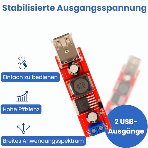 Double USB DC-DC Step Down Converter 6V-40V bis 5V 3A Buck Spannunswandler Charge Power Supply Module (3 Pack)
