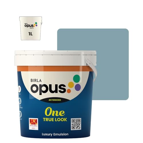 Image of Birla Opus One True Look Luxury Emulsion Paint (1L, Washed Ashore, Soft Sheen Finish) | Anti-Fading, UV & Algae Protection, Strong Film Intergrity | For Exterior Walls of Home, Office