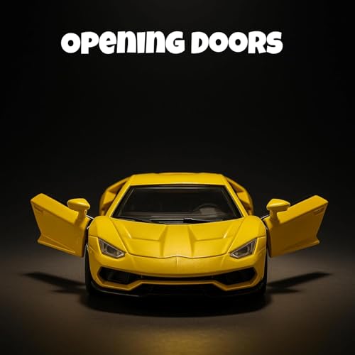 Image of Lamborghini Diecast Metal Toy CarFor Kids , Yellow, 1:32 Scale | Opening Doors, Pull Back Action, For Kids Boys Girls