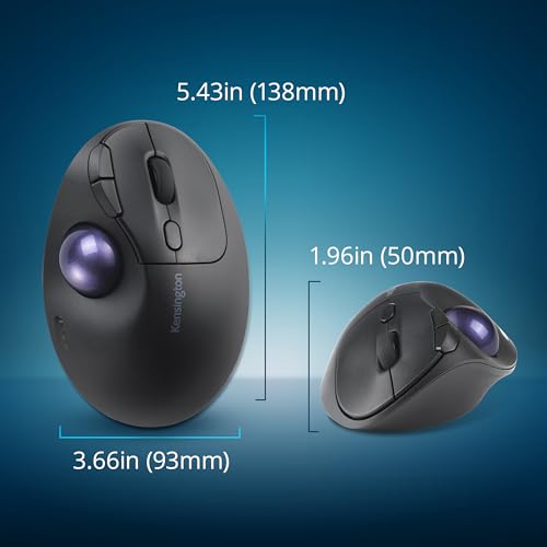 Image of Kensington TB450A Wireless Trackball Mouse, Bluetooth LE & 2.4GHz Connection, 4 DPI Options, Connect up to 3 Devices (K72178WW), Black-Purple