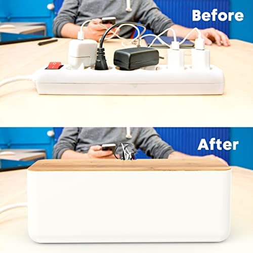 Cabilock Cable Management Box Organizer Cable Organizer Power Strip Hide Box Charging Cable Organizer Holder Desk Wire Cord Case- White