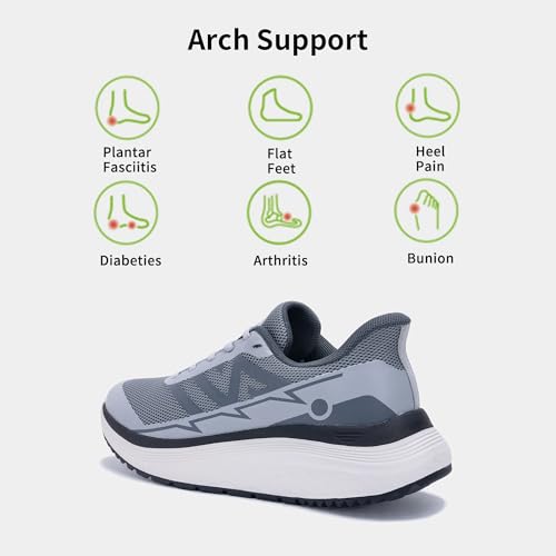 MAFEKE Womens Orthotic Walking Shoes Arch Support Slip On Plantar FasciitisTennis Shoes Comfortable Breathable Sneakers for Foot Heel Pain Relief US 7-113