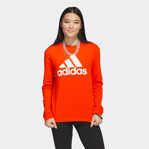 Adidas Amplifier Long Sleeve Badge Of Sport Tee Women's, Orange, Size M #TOP1