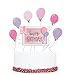 Aabellay 28 szt. balony 'Happy Birthday' nakładka na tort babeczki kreskówka ciasto przybory do muffinek jedzenie kostki deserowe plastikowy balon ciasto flaga na urodziny ślub wróżka dekoracja tortu - różowe