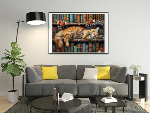 Image of Moohue DIY Counted Stamped Cross Stitch Kits for Adults 14 Count Cross Stitch Patterns Animal cat Flowers Book Printed Cross Stitch Kits for Adults (Animal Cat Books)