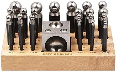 PMC Supplies LLC 25 Piece Dapping Doming Punch Block Pro Jewelers Forming Tool Set 2.3mm - 25mm Shaping Texturizing Jewelry Tool - 3