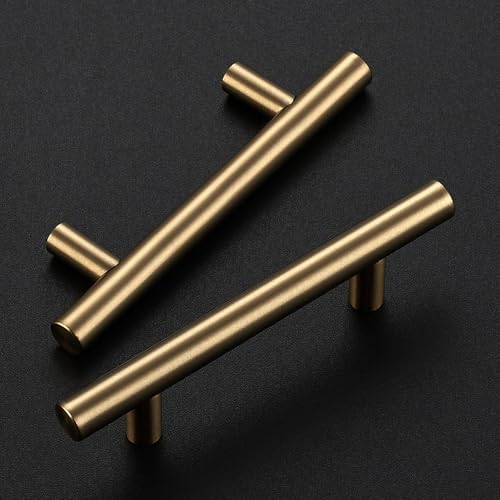 Image of Ravinte 12 Pack 5 Inch Cabinet Pulls Champagne Bronze Stainless Steel Kitchen Drawer Pulls Cabinet Handles 5 InchLength, 3 Inch Hole Center