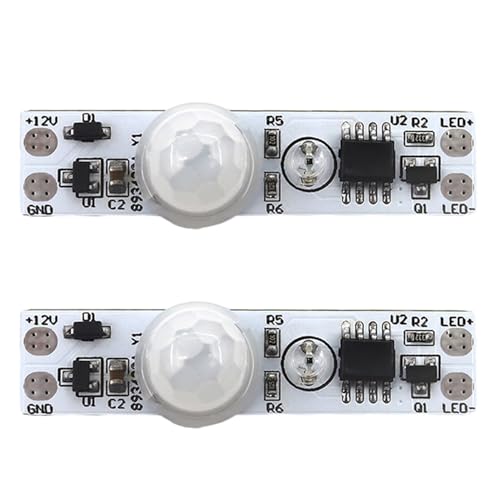ISTOVO 2X Módulo de Interruptor de Sensor de Movimiento PIR de 5-24 V CC y 12 V, Módulo de Interruptor de Controlador de Detector de Movimiento Humano