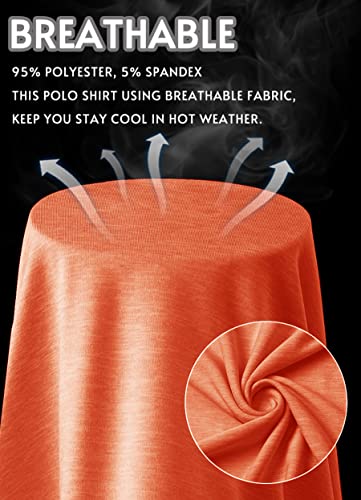 Tacvasen Golf Shirt For Men Short Sleeve Casual Performance Golf Hiking Collared Polo T-Shirt Orange, 2Xl #TOP6