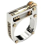 DOCCESTU Unique Design Mechanical Gear Steampunk Two-Color Men's and Women's Universal Ring Size 6-11Steampunk Mechanical Ring Vintage Men's and Women's Personalized Ring Size 6