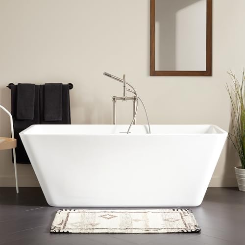 Signature Hardware 948092-65-I Laxson 65" Acrylic Soaking Freestanding Tub with Integrated Drain, Overflow, and Foam Insulation - White