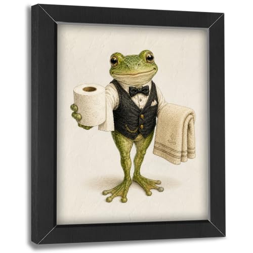 citari Frog Bathroom Decor Wall Art, Funny Animal Picture 8"x10"