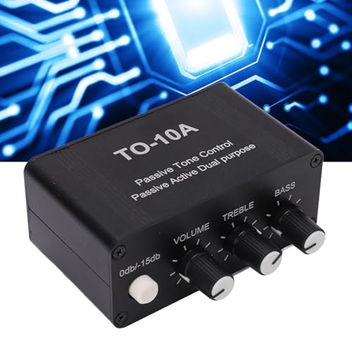 Ecualizador Pasivo Profesional con Control de Graves y Agudos, Carcasa de Metal, Controlador de Volumen para Estudio Casero, Sistema de Música PC, Entrada/Salida 3.5 mm, Alimentación 12 V miniatura 6