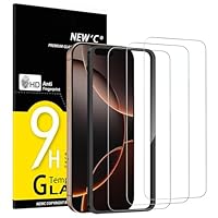 NEWC 3 Pack Designed for iPhone 17, 17 Pro, iPhone 16 Pro Screen Protector (6.3 inches), Enhanced Tempered Glass Protection with easy installation tool included,Case Friendly Ultra Resistant