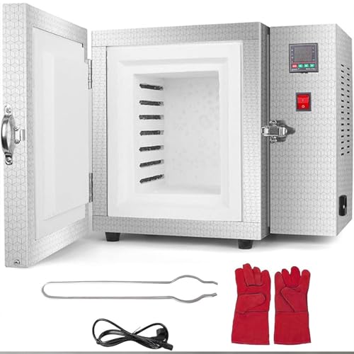 1500W Enclosed Muffle Furnace, Electric Burnout Oven Kiln with 800/900℃ Temperature Control for Metal Melting, Ceramic Sintering, Heat Treatment & Lab Industrial Heating(Constant Temp)