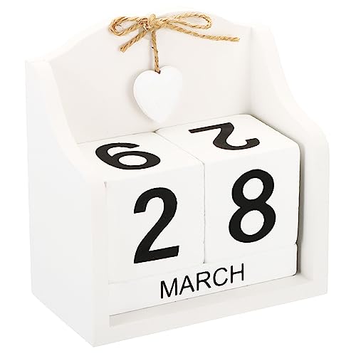 Calendario de bloques madera vintage regalo original blanco de mesa