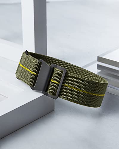 Image of BINLUN Elastic Nylon Watch Band 18mm 20mm 22mm Marine Nationale Fabric Military Parachute Replacement Watch Strap Men Women Silver & Black Buckle - Upgraded Hook-and-Loop Buckle