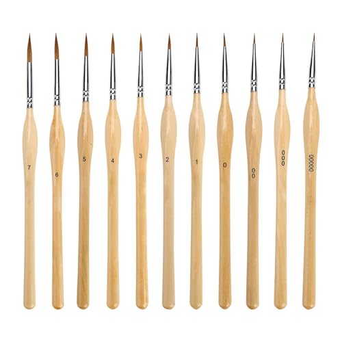Juego de pinceles para detalles finos,Juego de pinceles para detalles finos,11 brochas para detalles finos - Juego de pinceles de pintura, pinceles de detalles finos en atura para artistas profesional