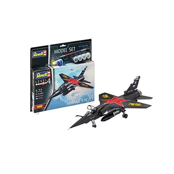Revell 64971 Model Set Dassault Mirage F-1C/CT, Flugzeugmodellbausatz 1:72, 21,3 cm originalgetreuer Modellbausatz für…