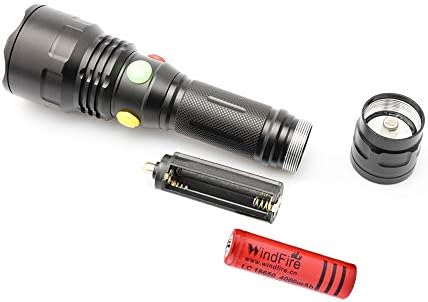 WindFire LED Tactical Torch, Multiple Color Hunting with Red Green Yellow White Light, Independent Switch Magnet Flashlight Waterproof for Outdoor Camping Astronomy Emergency