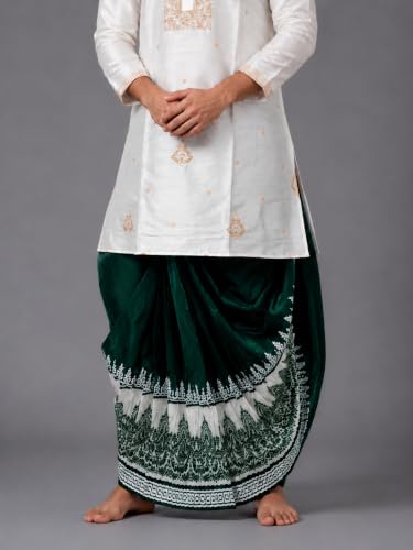Image of Men's Ready to Wear Pant System Printed MAYUR PUCHHA Dhoti for Marriage, Pooja, Festival etc.(GC010)