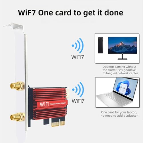 Tarjeta WiFi 7 PCIe Yunseity, Adaptador de Red Inalámbrico Bluetooth 5.4 con Banda Triple 6GHz 5GHz 2.4GHz 2880Mbps y Antena 12dBi para Motherboards 10 11 miniatura 3