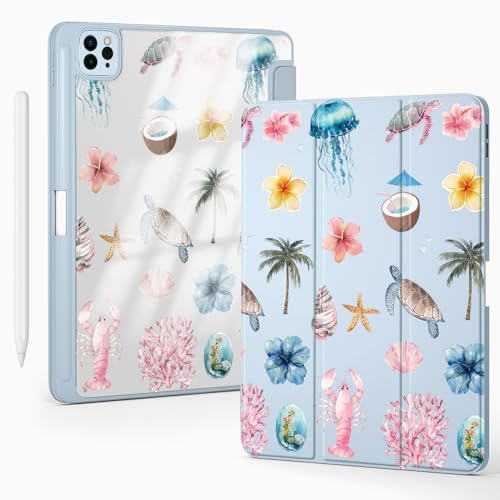 Coque pour iPad 7e/8e/9e génération avec porte-crayon bleu