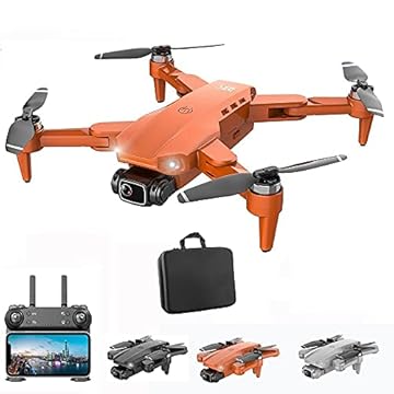 Drone L900 Pro com Camera 4k Full HD Duas Cameras Com GPS 5G WIFI FPV Transmissão em Tempo Real Motores Brushless Alcance remoto 1,2km Drone Profissional Com Case (Laranja)