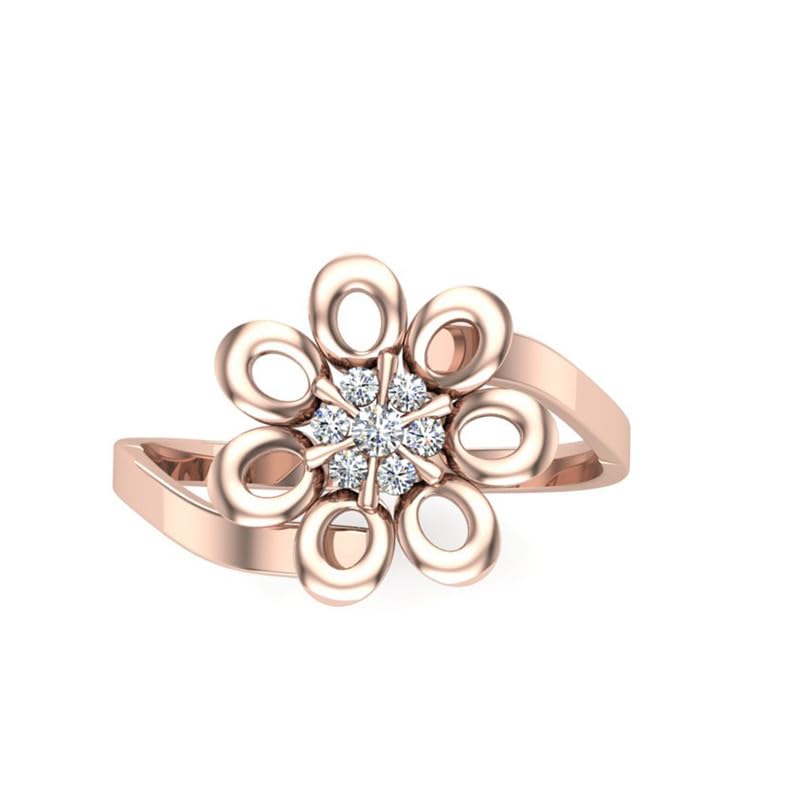 Image of DISHIS 18K /14K Rose Gold Diamond Flower Ring for Women